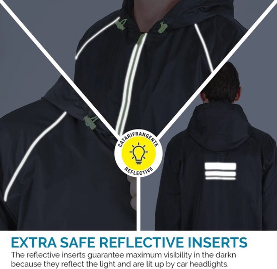 Coupe-vent imperméable Zwart avec bordure jaune fluo de Perletti M