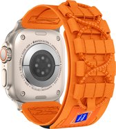 Mountain Loop Nylon Sport Band - Oranje - Geschikt voor iWatch 42mm - 44mm - 45mm - 49mm - Verstelbare klittenband stof smartwatchband - Voor Apple Watch Series Ultra SE 9 8 7 6 5 4 3 2 1 grote modellen