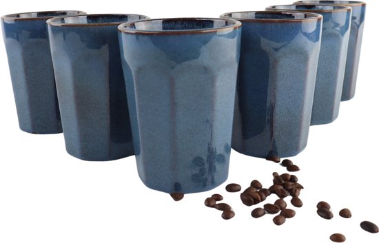 Tasses à café OTIX - sans oreille - Cappuccino et Latte macchiato - Mugs - 6 Pièces - 400 ml - Sachets de café - Faïence - BLUETT