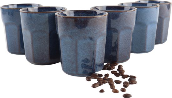 OTIX Koffie Kopjes - zonder Oor - Cappuccino - Mokken - 6 Stuks - 300 ml - Koffietassen - Aardewerk - BLUETT