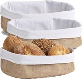 3x Jute brood serveer mandjes 26 x 18 cm - Zeller - Keukenbenodigdheden - Tafel dekken - Ontbijten/Brunchen/Lunchen - Broodjes/bolletjes serveren - Broodmanden