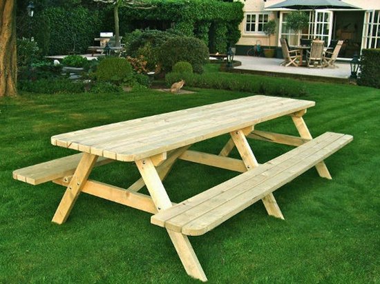 Foto: Rockwood picknicktafel massief grenen luxe superieur 3 00m