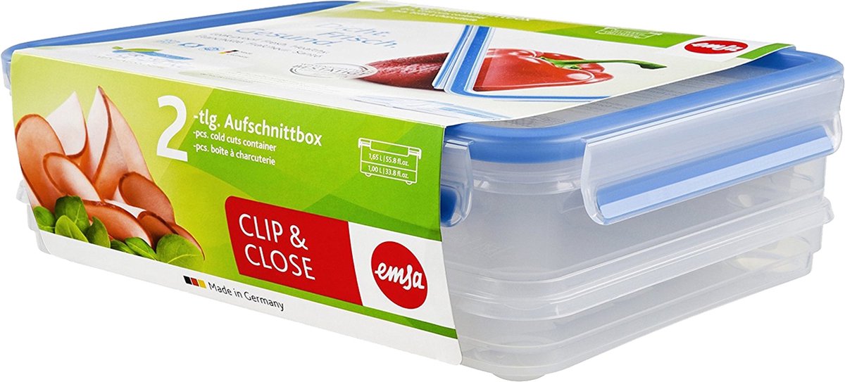 CLIP & CLOSE systeem bewaarbox voor broodbeleg. recthhoekig. 1/1.65 L