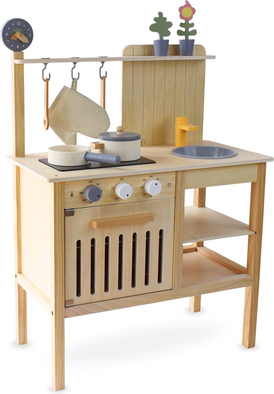 Mamabrum cuisine en bois pour enfants à partir de 3 ans, speelgoed, cuisine de jardin de style bohème avec accessoires, cuisine pour enfants pour jouer à la maison et dans le jardin, jeu de rôle - chef