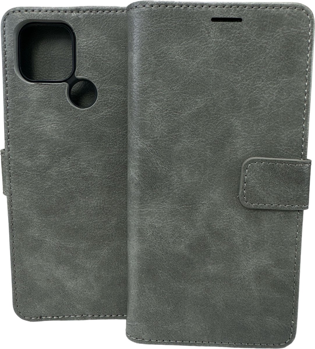 Portemonnee Book Case Hoesje Geschikt voor: Oppo A15 - Grijs