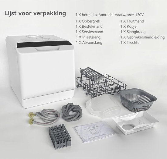 Kleine Vaatwasser, Compacte Vaatwasser, Draagbare Vaatwasser, Met 6 Wasprogramma's, Tafelmodel Vaatwasser, Voor Het Huis… - Inbouw vaatwasser