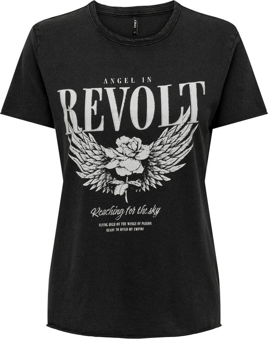 Only T-shirt Onllucy Reg S/s Top Jrs Noos 15215721 Black/revolt Dames Maat - S