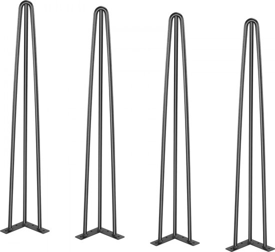 MINGYI Haarspeld Tafelpoot, Set van 4 Hairpin Poten, Hoogte 41 cm, Stalen Poten, Zwart A MINGYI Haarspeld Tafelpoot, Set van 4 Hairpin Poten, Hoogte 41 cm, Stalen Poten, Zwart A