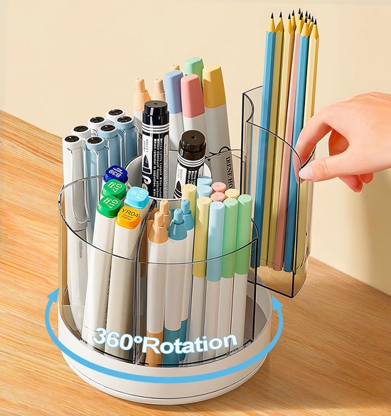 SKYDUE Bureau-organizer, 360 graden draaibare penhouder, pennenhouder