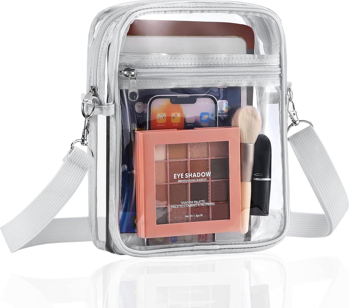 draagtas, transparante crossbody schoudertas met verstelbare riem voor werk, sport, games, concerten, zwart