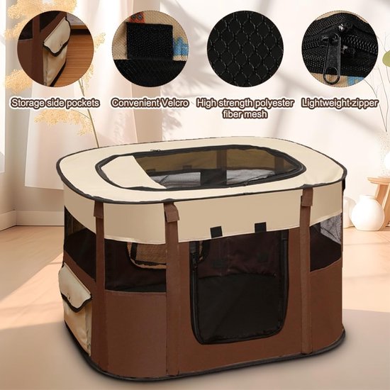 Puppyuitloop, puppybox, hondenren voor hond, kattenverblijf, hondenren voor woning, puppyuitloop binnen, loopstal kat, konijnenverblijf, kattenbuitenren (blauw zwart