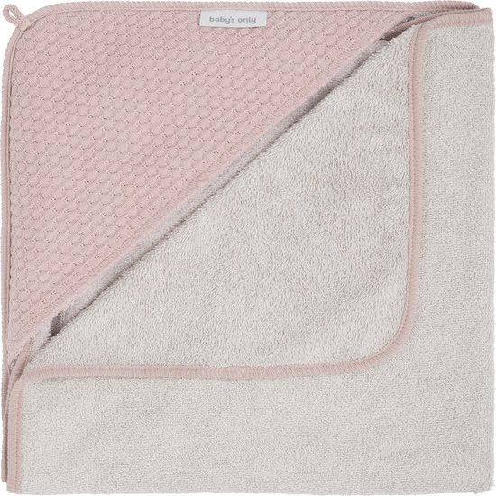 Baby's Only Baby badcape - Omslagdoek - Handdoek met capuchon Sky - Oud Roze - 75x85 cm - Badstof