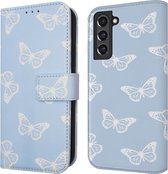 iMoshion Hoesje Geschikt voor Samsung Galaxy S21 FE Hoesje Met Pasjeshouder - iMoshion Design Bookcase smartphone - Blauw / Butterfly