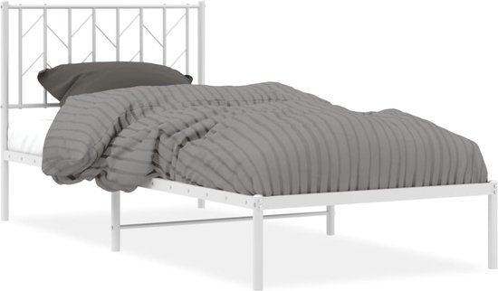 vidaXL - Bed frame met hoofdbord - Zwart - Metaal - 80x200 cm | Leen Bakker