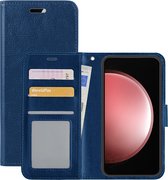 Hoes Geschikt voor Samsung S23 FE Hoesje Book Case Hoes Flip Cover Wallet Bookcase - Donkerblauw