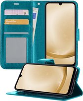Hoesje Geschikt voor Samsung A25 Hoesje Book Case Hoes Wallet Cover - Hoes Geschikt voor Samsung Galaxy A25 Hoesje Bookcase Hoes - Turquoise