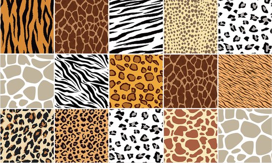 Ulticool Decoratie Sticker Tegels - Tijger Zebra Panter Giraffe Safari Meubelfolie Decoratiefolie - 15x15 cm - 15 stuks Keukenkast Tegelstickers Meubel stickers - Plaktegels Zelfklevend - Keuken