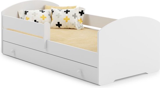 Lit enfant Luk 140x70 avec tiroir, garde-corps, matelas et cadre inclus