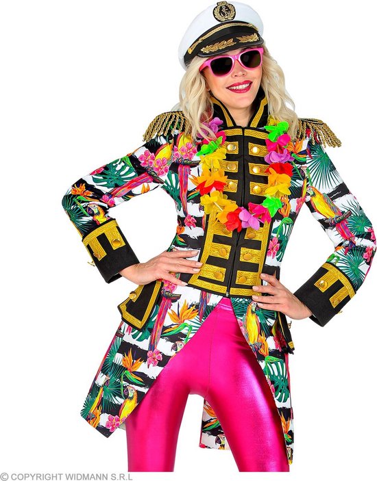 Widmann - Hawaii & Carribean & Tropisch Kostuum - Recht Door Zee Kapitein Tropicana Vrouw - Groen, Roze - XL - Carnavalskleding - Verkleedkleding