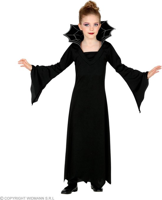 Widmann - Vampier & Dracula Kostuum - Draculala Van Kasteel Lalastijn - Meisje - Zwart - Maat 128 - Halloween - Verkleedkleding