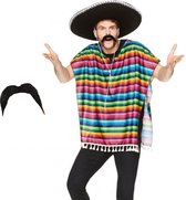 Ensemble de costumes de carnaval - Poncho mexicain avec moustache - pour adultes