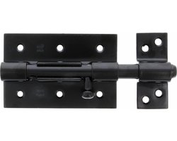 AMIG schuifslot/plaatgrendel - staal - 12cm - zwart - incl schroeven - deur - raam - geschikt voor hangslot (niet inbegrepen)