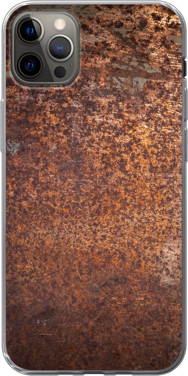 Telefoonhoesje Geschikt voor iPhone 12 Pro Max hoesje - Staal - Roest print - Brons - Structuur - Siliconen Telefoonhoesje Telefoonhoesje