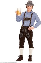 Widmann - Boeren Tirol & Oktoberfest Kostuum - Blokjesblouse Blauw / Wit Geblokt Man - Blauw, Wit / Beige - Large - Bierfeest - Verkleedkleding