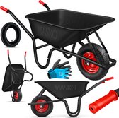 MASKO® Kruiwagen 100L met Luchtbanden max. 250kg laadvermogen inclusief Handschoenen - Zwart
