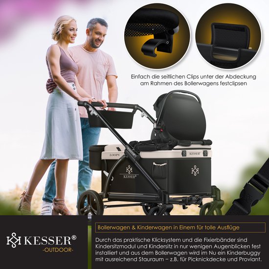 KESSER® Babyzitje Module Opzetstuk Accessoire Geschikt voor LOOPS Opvouwbare Kinderwagen Bolderkar - Kinderzitje Universeel voor Buggy en Wandelwagen - Zwart van KESSER® — afbeelding 3