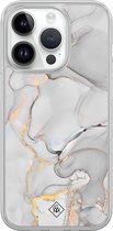 Casimoda® hoesje - Geschikt voor iPhone 14 Pro - Marmer Grijs - 2-in-1 case - Schokbestendig - Marble design - Verhoogde randen - Grijs, Transparant