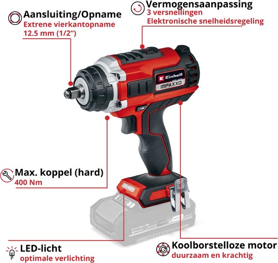 Einhell IMPAXXO 18/230 - Solo, Kömürsüz Akülü Darbeli Somun Sıkma 18V 4,0 Ah P