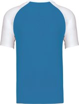 SportT-shirt Heren XXL Kariban Ronde hals Korte mouw Aqua Blue / White 100% Katoen