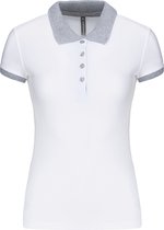 Polo Dames L Kariban Kraag met knopen Korte mouw White / Oxford Grey 100% Katoen