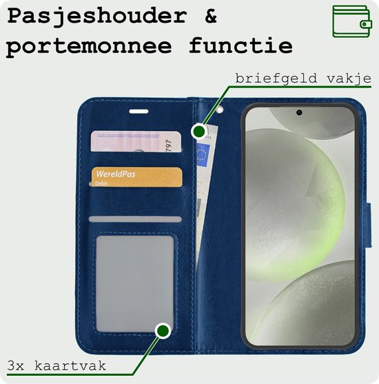 Étui pour Samsung Galaxy S24 Plus - Bookcase à rabat avec protection d'écran - Étui pour Samsung Galaxy S24 Plus - Bleu foncé