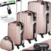 Valises de voyage tectake® - Ensemble de valises Cleo 4 pièces avec pèse-bagages - or rose