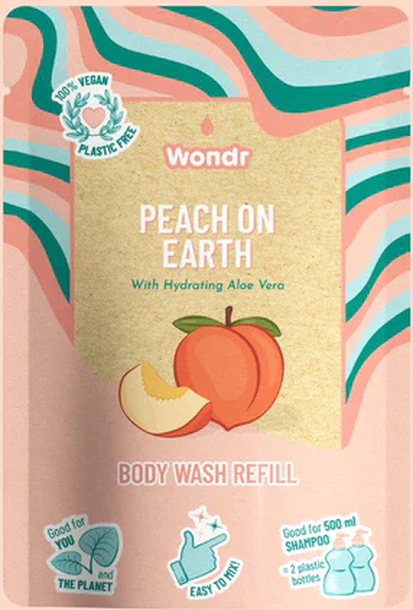 WONDR Body Wash Refill - Peach On Earth - Alle huidtypes - Fruitige perzikgeur - Verfrissend - SLS-vrij