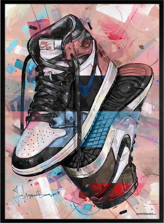 Sneaker print upside down colourway 51x71 cm *ingelijst & gesigneerd