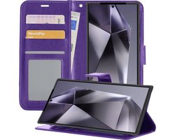 Hoesje - Geschikt voor Samsung Galaxy S24 Ultra - Luxe Bookcase - Walletcase Hoes - Portemonnee - Cover - Telefoonhoes - Paars