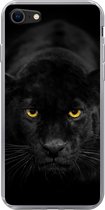 Geschikt voor iPhone SE 2020 hoesje - Luipaard - Ogen - Zwart - Siliconen Telefoonhoesje