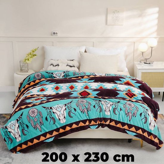 Couverture de lit douce de Luxe en flanelle de polyester DOUBLE face réversible légère - Couverture de lit à Plaid Sarge chaude - Pour lit ou canapé - 200 x 230 cm %%