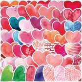 Hart Stickers 50 Stuks | Liefde Stickers | Valentijnsdag | Valentijn | Heart | Hartjes | Love | Vrolijke Stickers | Quotes | Laptop | Stickers Kinderen en Volwassenen | Stickervellen | Plakstickers | Koffer| Stickers Bullet Journal en Planner
