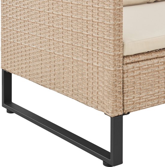 Juskys Loungeset / Tuinset Santorini - Polyrotan - Modulair - Crème - Incl. Tafel & Opbergbox