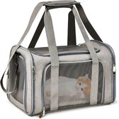 Avoir Avoir®- Zachte zijden rugzak draagtas voor honden - Goedgekeurd voor luchtvervoer - Geschikt voor kleine honden en katten - Stevig patroon en sportieve stijl - Grijs - 50cm x 34cm x 34cm - Maximaal gewicht 12 kg