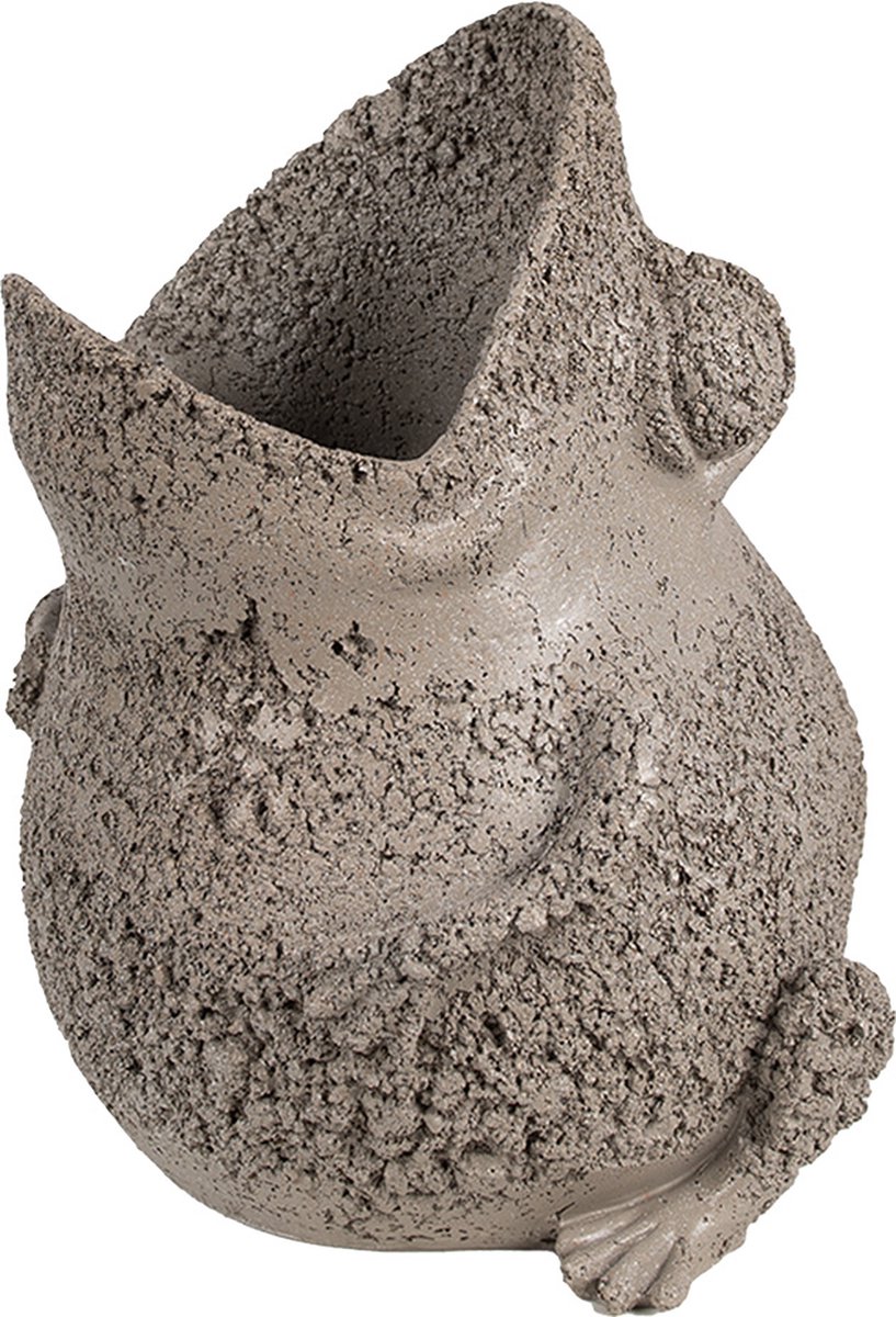 Clayre & Eef Bloempot Kikker 26x25x32 cm Grijs Polyresin