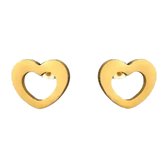 Aramat jewels ® - Oorbellen hartje open chirurgisch staal goudkleurig 9mm x 8mm