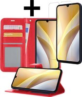 Étui adapté pour Samsung A15 Case Book Case Cover Wallet Cover avec protecteur d'écran - Étui adapté pour Samsung Galaxy Galaxy A15 Case Bookcase Cover - Rouge