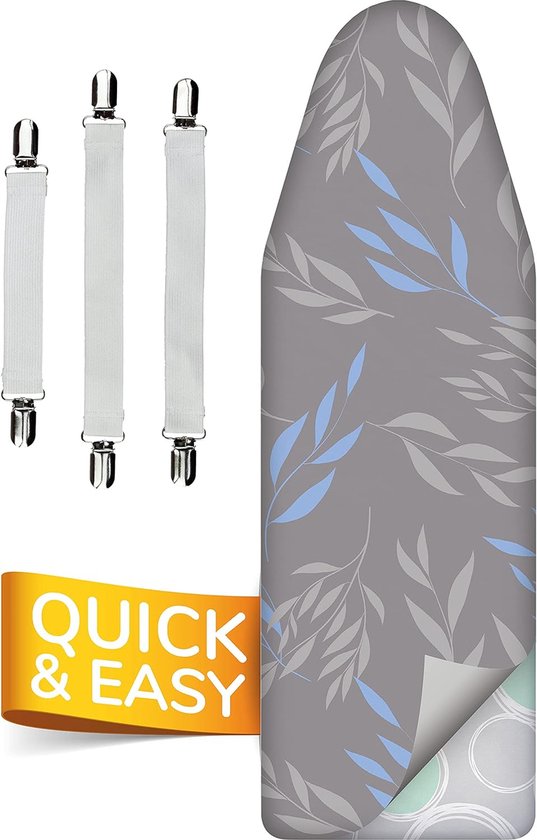 Encasa Homes Strijkplankhoes 'Luxury Line' met extra dikke vulling (Fits Standard Medium Boards of 112 x 33 cm) Green Roses - Vervanging voor Home & Hotel