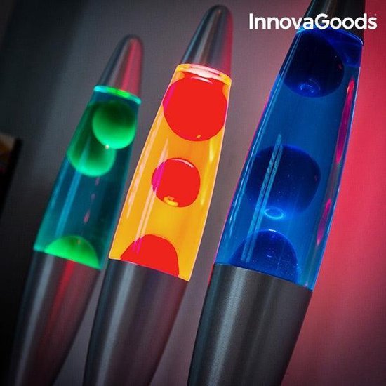 Lavalamp rood geel zwart, retro lamp, actief, warm, 42 cm, G9 25 W met snoerschakelaar, inclusief gloeilamp, kerstcadeau-idee, lavatafellamp