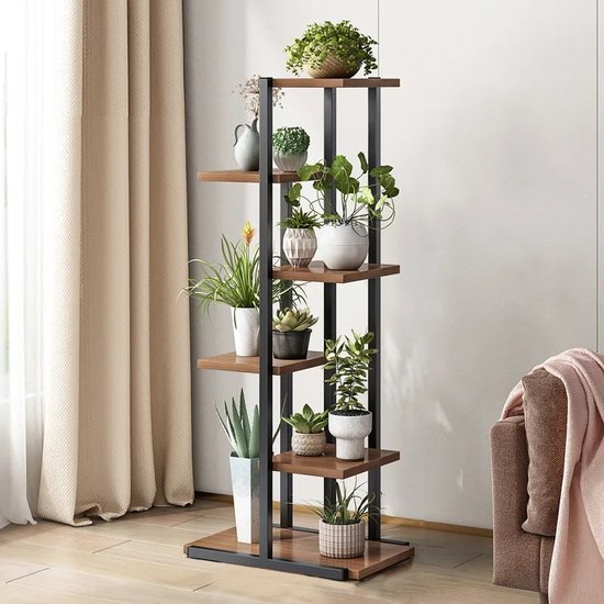 Relaxdays plantenrek binnen, 3 etages, bamboe, inklapbaar, plantenrek, H x B x D:ca. 99 x 45 x 32 cm, hout, natuur